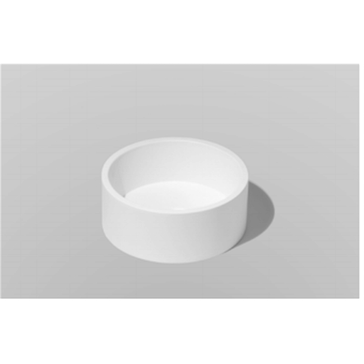 Lavatório circular sobre bancada de cor branca em sólid surface Lotto mini Resigres
