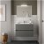 Mueble de baño de 81 cm con dos cajones y lavabo incluido de acabado Gris Mate Salgar Noja