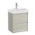 Meuble de salle de bains avec plan vasque de 50 cm et 2 tiroirs couleur chêne blanc Unik Ella Ona Roca