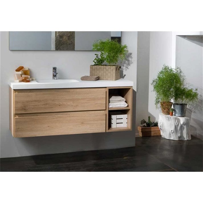 Mueble para baño de 2 cajones con módulo de varios colores y lavabo color blanco Life B10