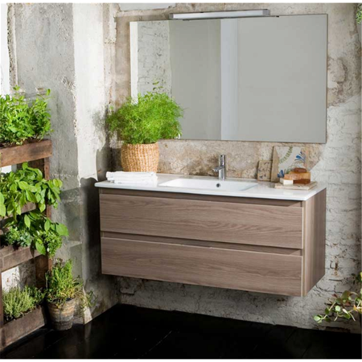 Meuble de salle de bains à 2 tiroirs et plan de 60 à 120 cm sans vasque Life B10