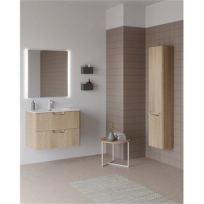 Meuble de salle de bains suspendu avec deux tiroirs et plan vasque en céramique 100 cm Life Royo