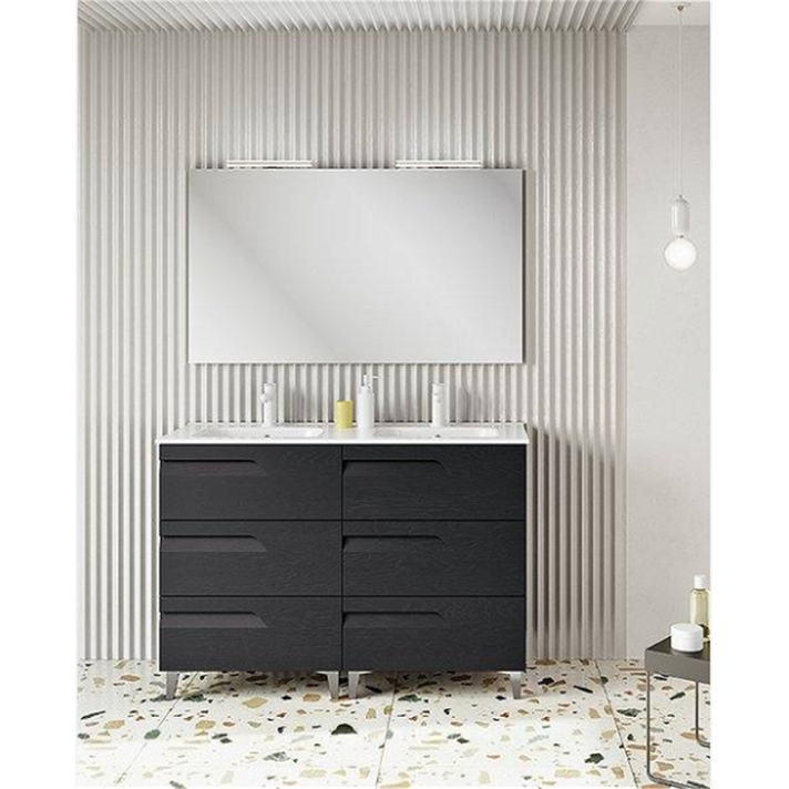 Mueble de baño de 120 cm con 6 cajones con lavabo cerámico de 2 senos Vitale Royo
