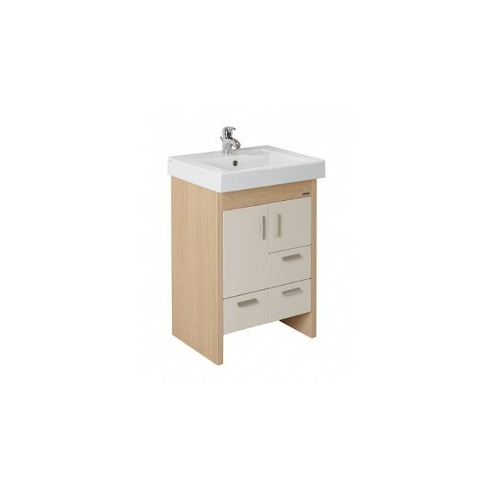 Mueble de baño fabricado en tablero de densidad media con lavabo encastrado 57x40x79 cm Linha Unisan