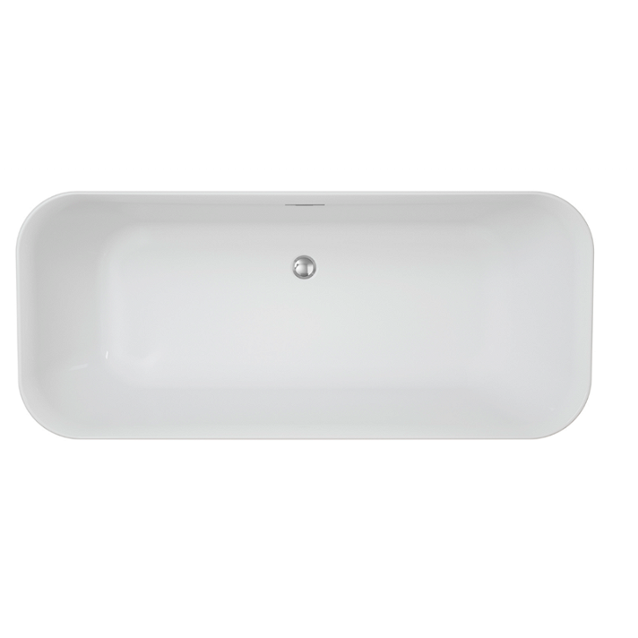 Bañera de diseño rectangular de acero con acabado en color blanco y cromo Mid Gala