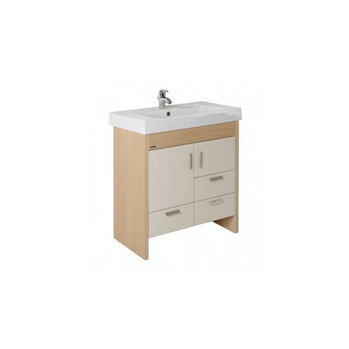 Mueble de baño fabricado en tablero de densidad media con lavabo encastrado 77x40x79 cm Linha Unisan