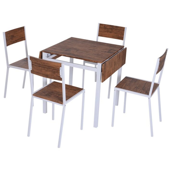 Conjunto de mesa extensible con 4 sillas Homcom