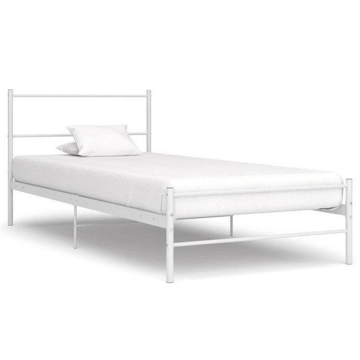 Estructura de cama fabricada en metal para colchones de ancho variable con acabado en color blanco Vida XL