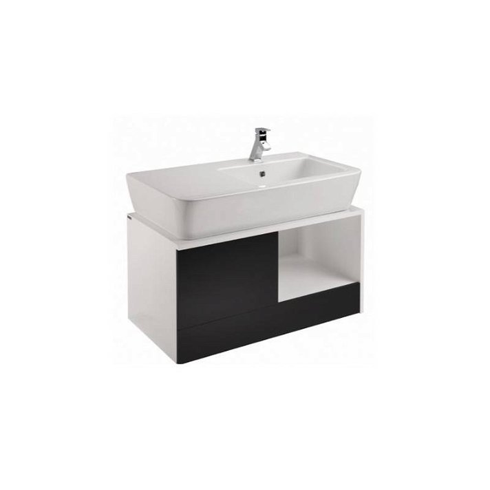 Mueble de baño suspendido con lavabo opcional 90x49x46 cm blanco y negro ADVANCE Unisan