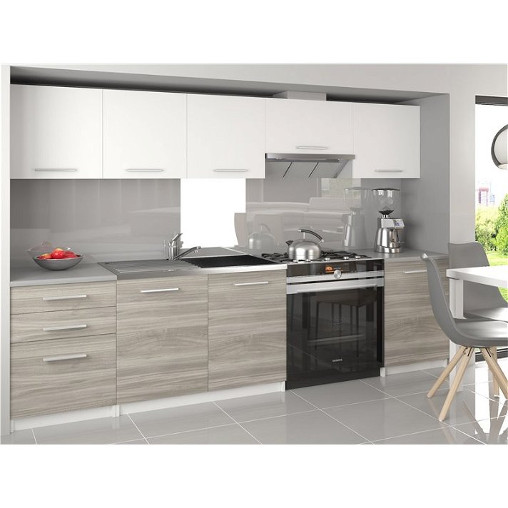 Cozinha 240 cm branco e cinzento Uniqa - TARRACO