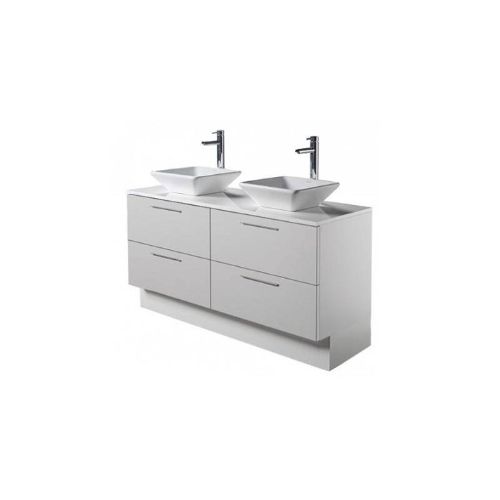Mueble de baño con tablero aglomerado de partículas 140x50,4x85 cm blanco Twin CR Ceb Unisan
