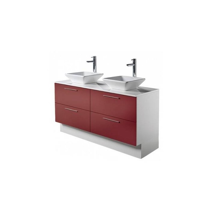 Mueble de baño con tablero aglomerado de partículas 140x50,4x85 cm rojo Twin CR Ceb Unisan