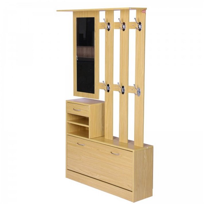 Mueble de recibidor color madera con espejo HomCom