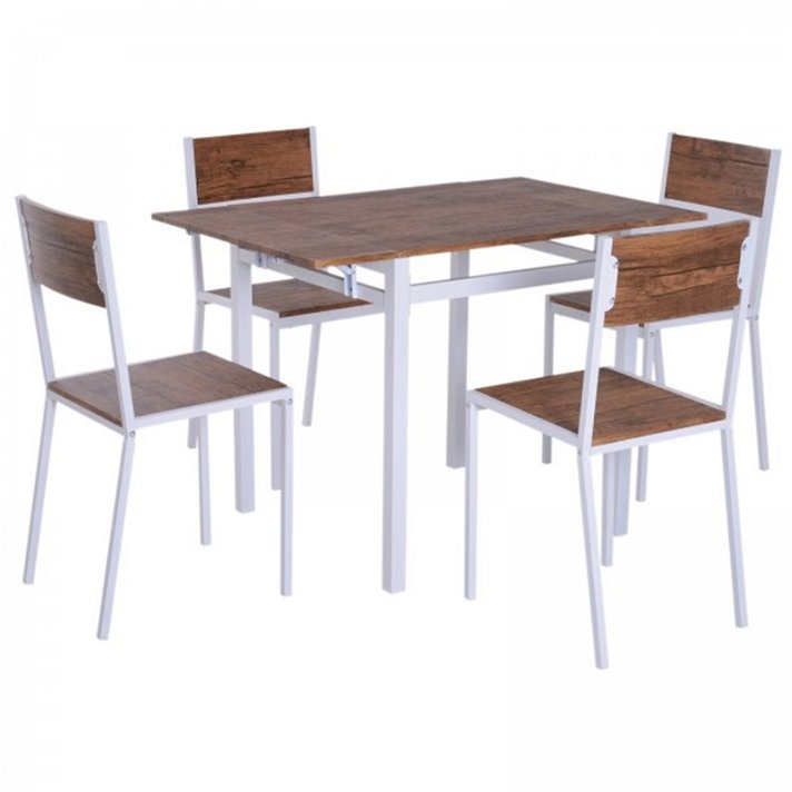 Conjunto mesa de cocina con 4 sillas madera HomCom