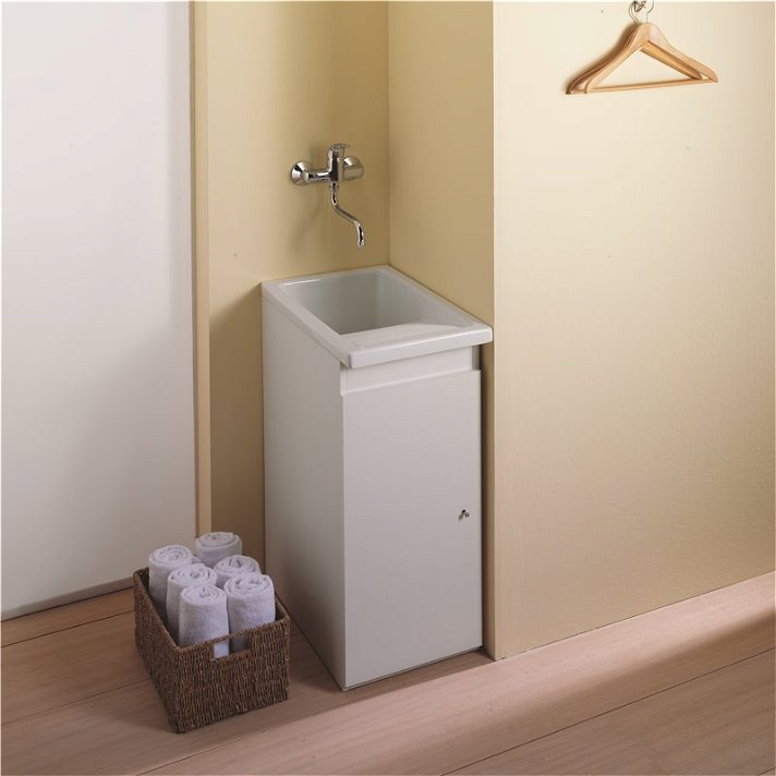 Mueble para lavadero de 38x56,5 cm de melamina en color blanco modelo Riba Unisan