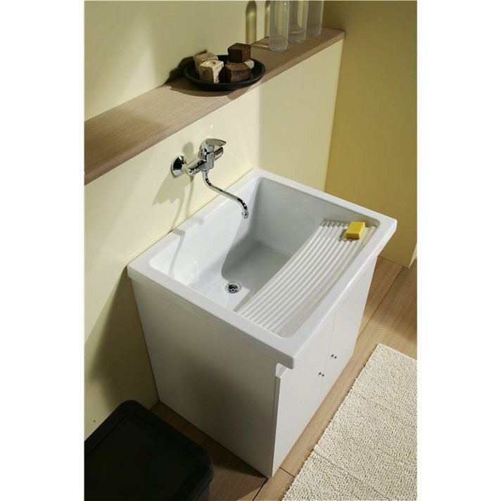 Mueble para lavadero de 64 cm de tablero melamínico en acabado color blanco Riba 75 Unisan