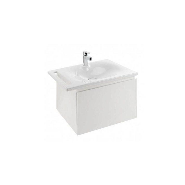 Móvel suspenso para casa de banho de 63 cm fabricado em aglomerado com acabamento de cor branco Clean Plus Unisan