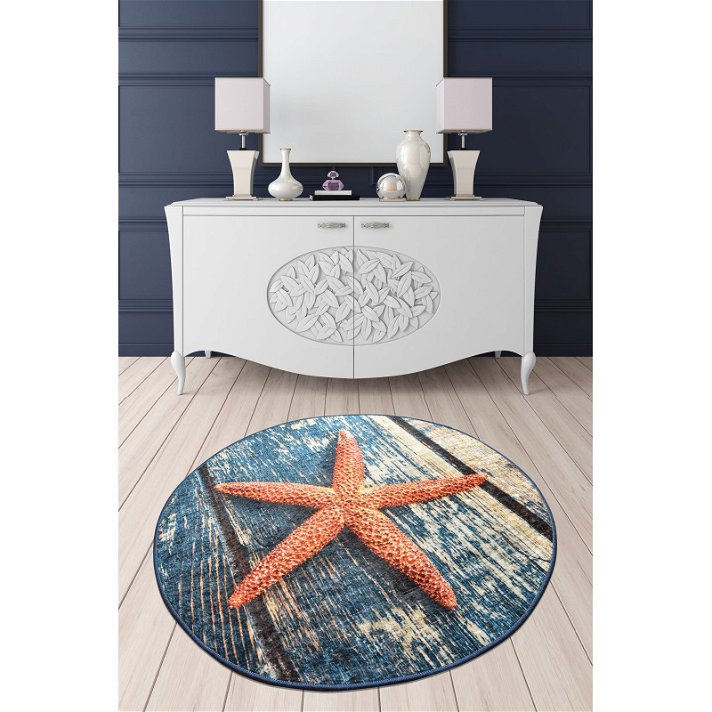 Alfombrilla para baño de micropoliamida con un diseño de estrella de mar en acabado de varios colores Forme