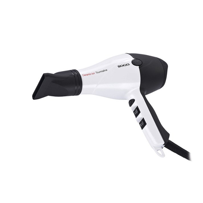 Sèche-cheveux à 2 vitesses à technologie ionique avec diffuseur noir et blanc Sogo