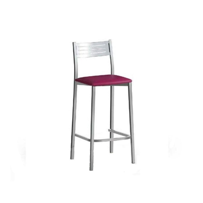 Taburete alto con asiento tapizado Skay símil cuero y aluminio 32x36x85 cm Ana 60 Aquore