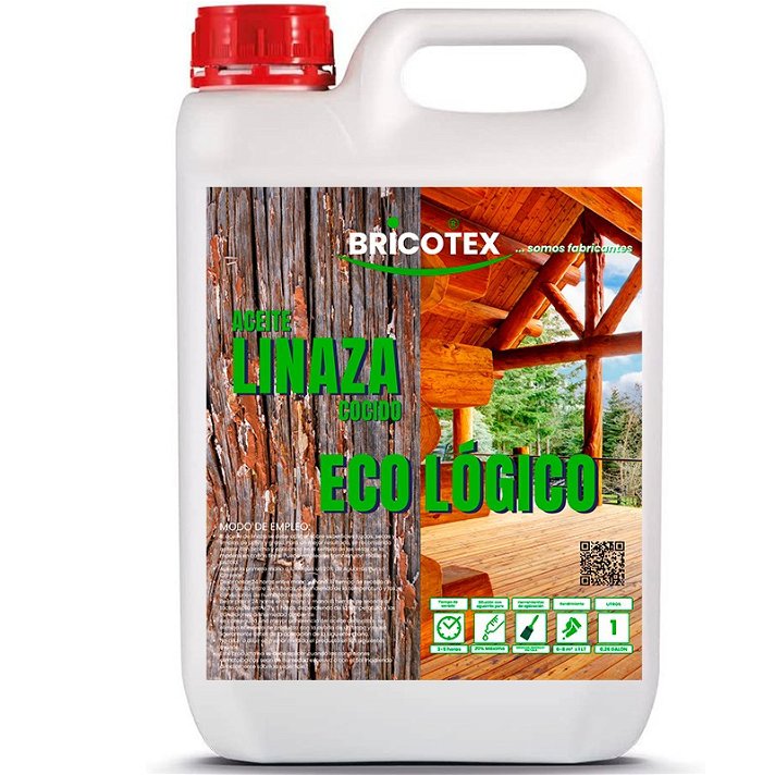 Aceite de linaza de origen vegetal con secativos de cobalto para madera cocido 5 L Bricotex