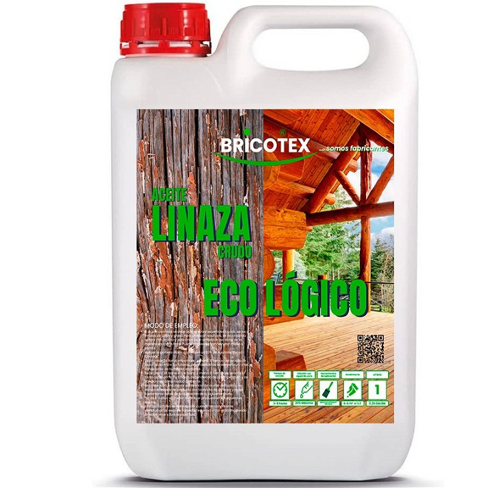 Aceite de linaza de origen vegetal sin aditivos quimicos para madera crudo 5 L Bricotex