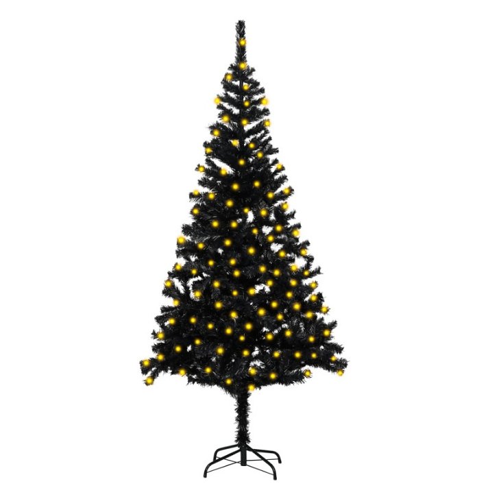 Árbol de navidad LED de 93x180 cm fabricado en PVC con diseño color negro Vida XL