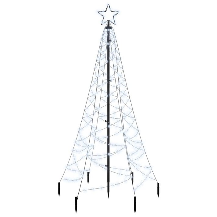 Árbol de Navidad con pincho de 180 cm de alto con luces LED y estrella luminosa VidaXL