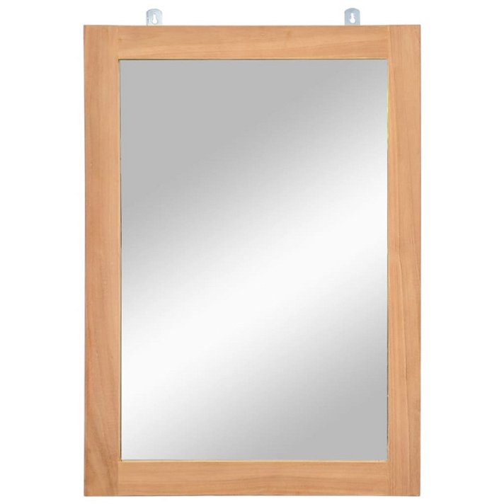 Espejo rectangular de pared de 50x70 cm hecho de madera maciza de teca y cristal VidaXL