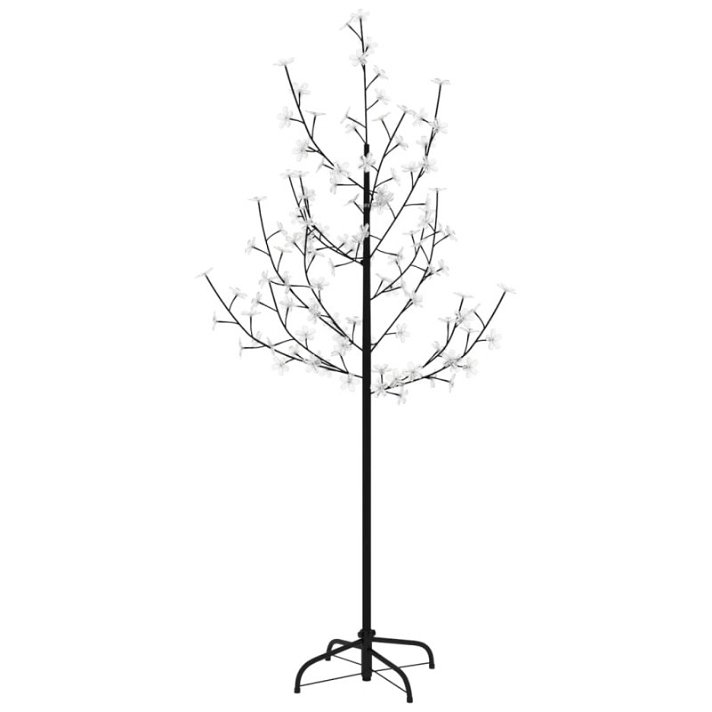 Árbol de cerezo artificial flexible con flores de plástico blancas y LED de temperatura cálida de 35x120x35 cm VidaXL