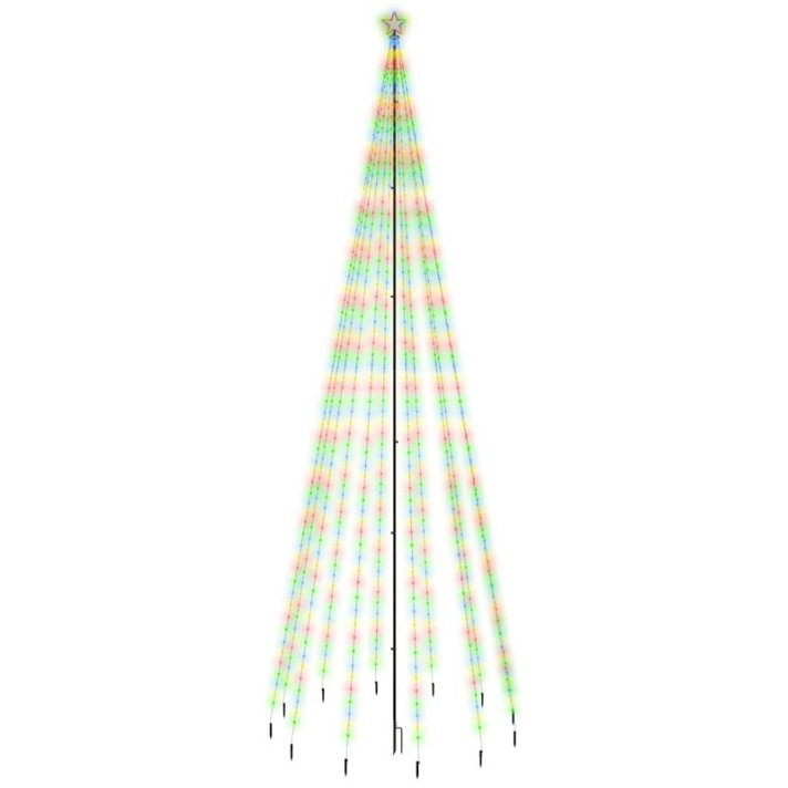 Árbol de navidad de tiras LED multicolor de 6 W con poste de 500 cm de alto VidaXL