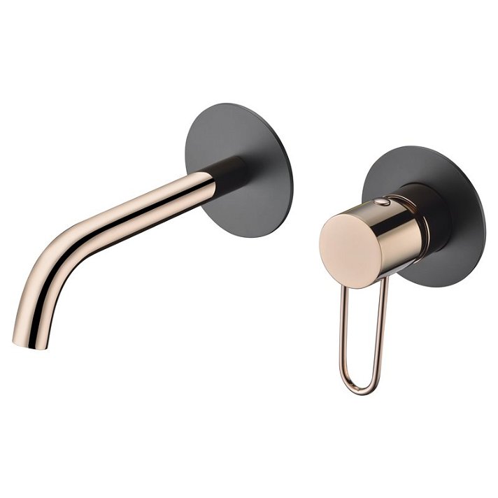 Imex Milos rose gold/black wall-mounted tap