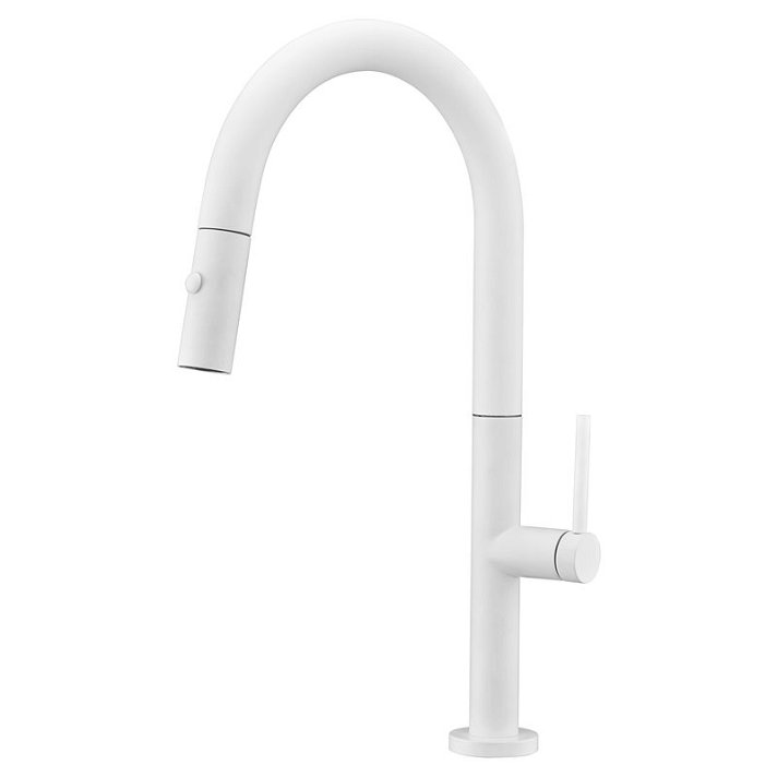 Imex Samoa tall single-handle kitchen tap made of brass with a matte white finish