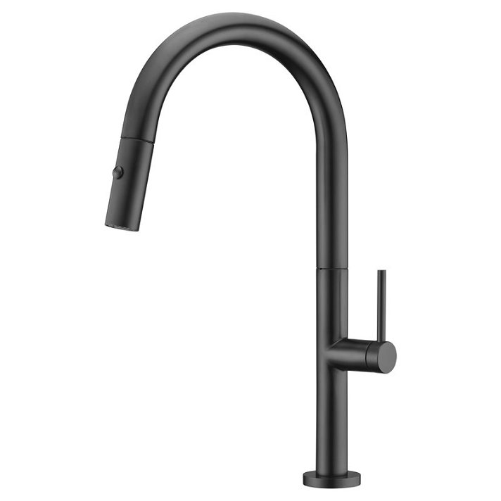 Imex Samoa tall single-handle kitchen tap made of brass with a matte black finish