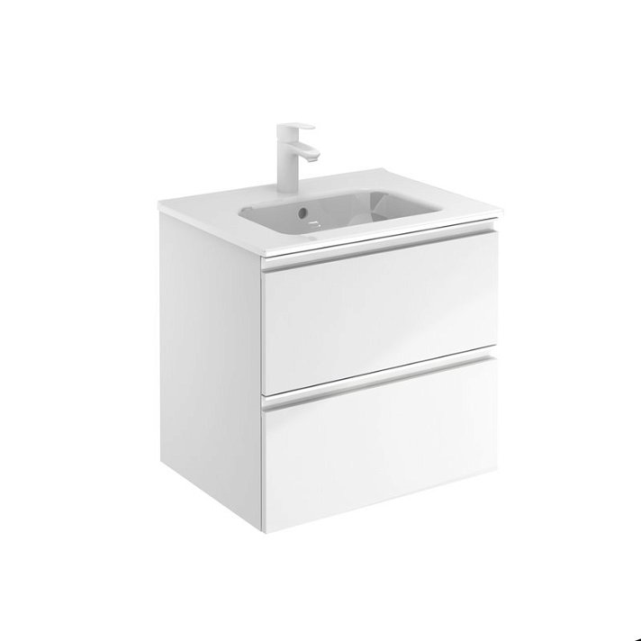Meuble de salle de bains avec deux tiroirs et un plan vasque en céramique VIDA Compact Royo
