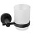 Vaso portacepillos para baño con soporte de montaje en pared color negro y blanco translúcido 322233C Tutumi