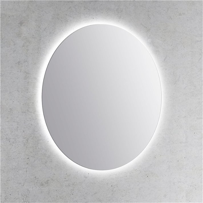 Espejo con luz LED integrada de tonalidad neutra redondo acabado color gris LUA Royo