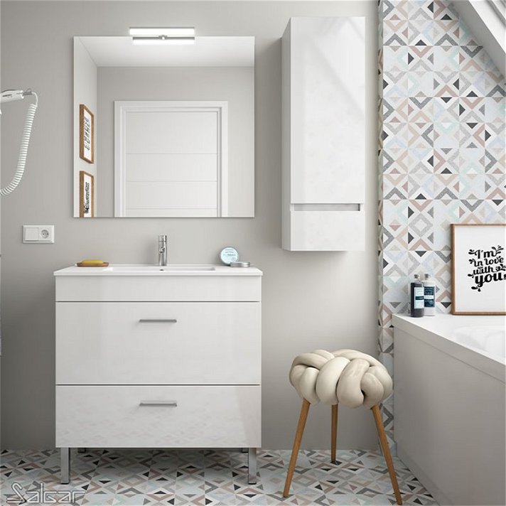 Mueble de baño de 61 cm con lavabo integrado y con acabado blanco Almagro Salgar