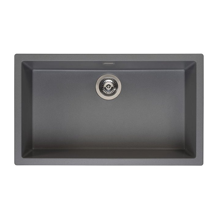 Lavello a 1 vasca fabbricato con quarzo granito e resina sintetica di colore grigio argentato Amsterdam 72 Reginox