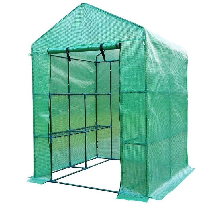 Invernadero para jardín con estantería de 143 cm de acero y polietileno en acabado color verde Outsunny