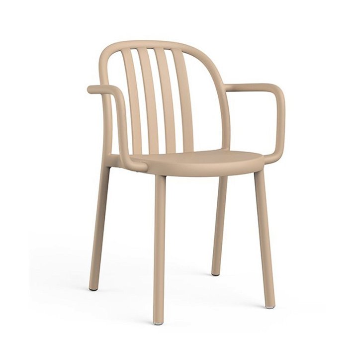 Set di sedie impilabili con braccioli dallo stile moderno e finitura colore sabbia Sue Resol