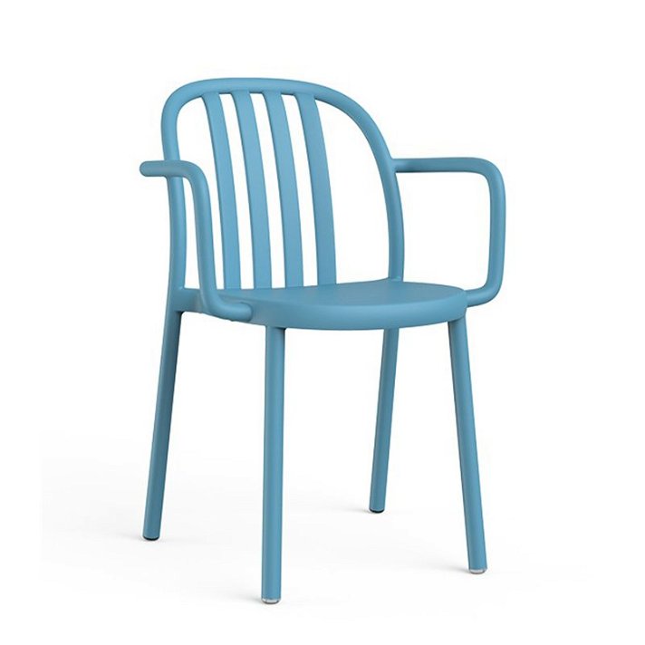 Set di sedie con braccioli e protezione UV finitura di colore blu retrò Sue Resol
