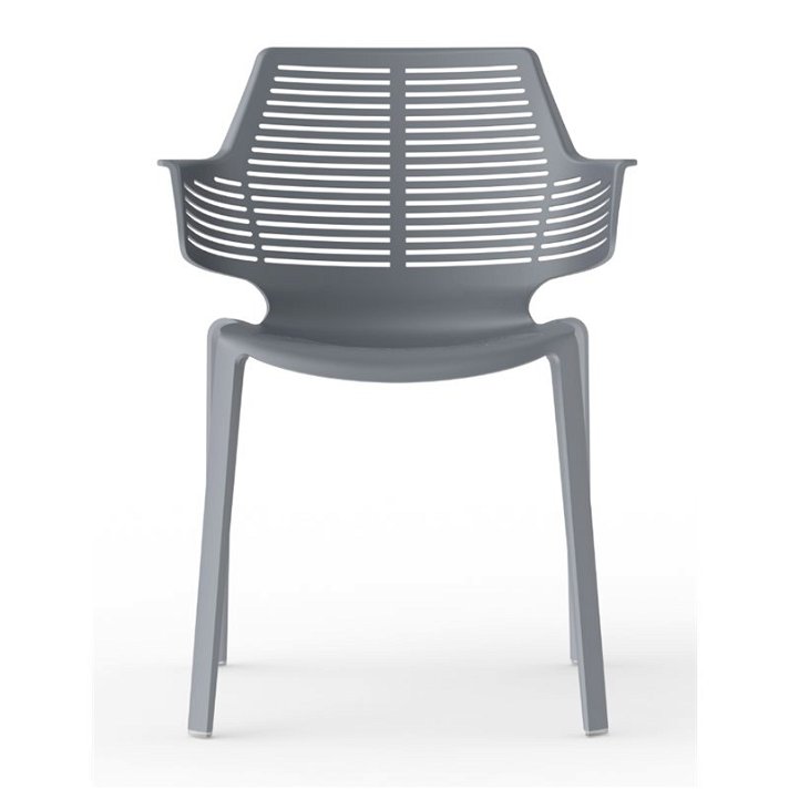 Pack de sillas apilables con reposabrazos y protección UV de acabado color gris oscuro Ikona Resol