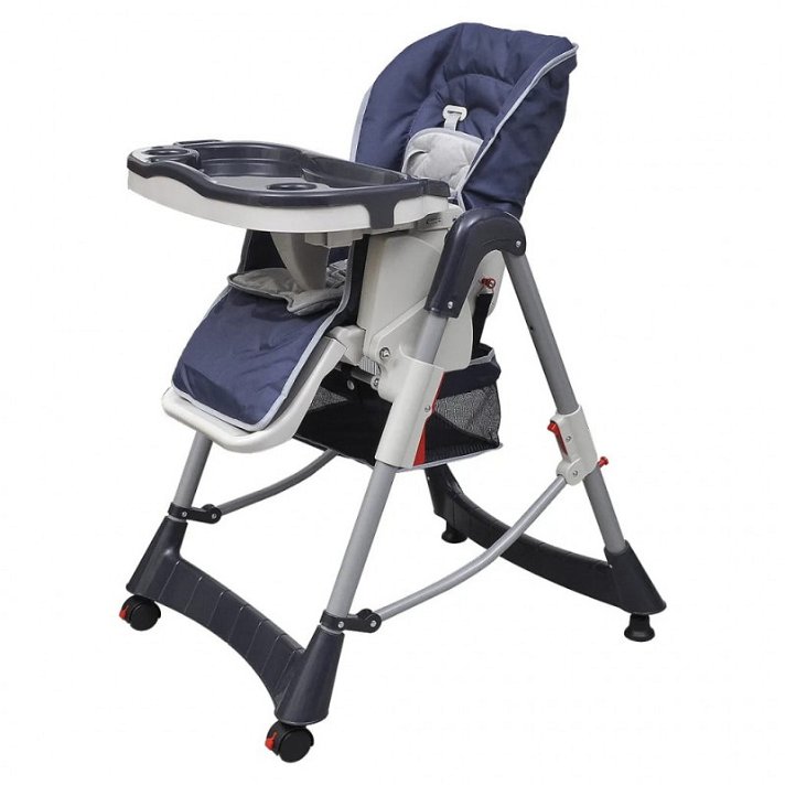 Chaise haute pour bébé Deluxe avec hauteur réglable bleu foncé