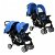 Carrito para dos bebés tandem azul y negro de acero Vida XL