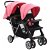 Carrito para dos bebés tandem rosa y negro de acero Vida XL