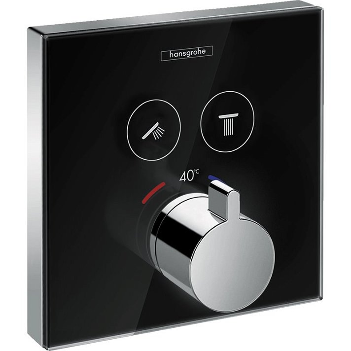 Robinet thermostatique avec double fonction noir ShowerSelect Glass Hansgrohe