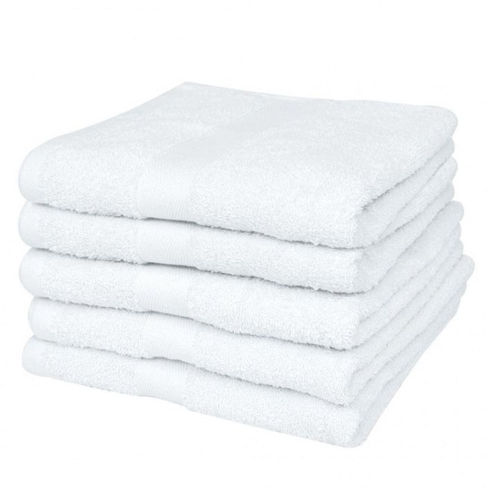 Conjunto de toallas de ducha absorbentes fabricadas en algodón color blanco Vida XL