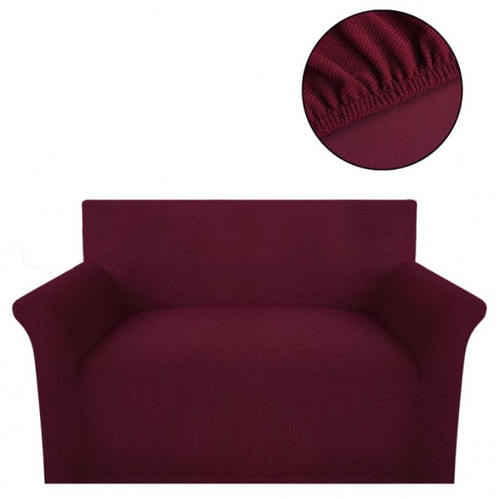 Funda elástica acanalada para sofá en color borgoña 190x130 Vida XL
