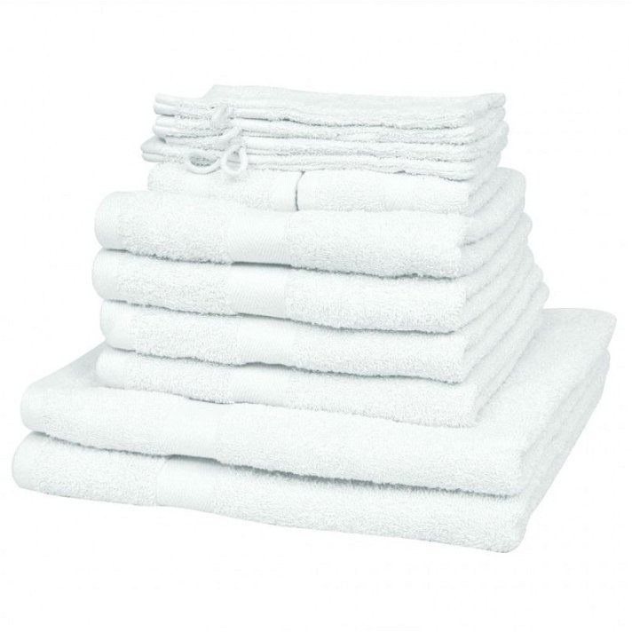 Conjunto de toalhas de algodão 12 peças 500 gsm Vida XL branco